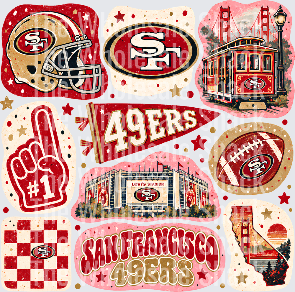 Colorful 49'ers DTF Transfers