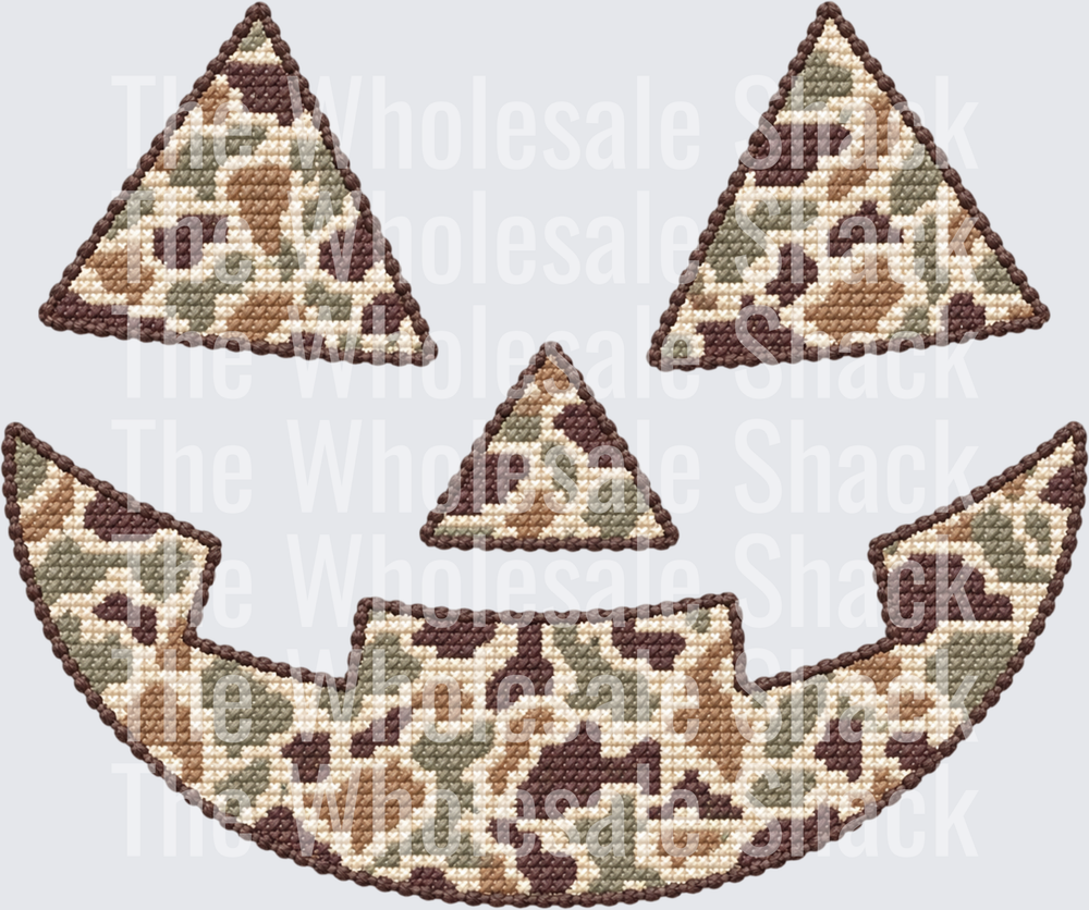 camo Jack-o-lantern faux stitch