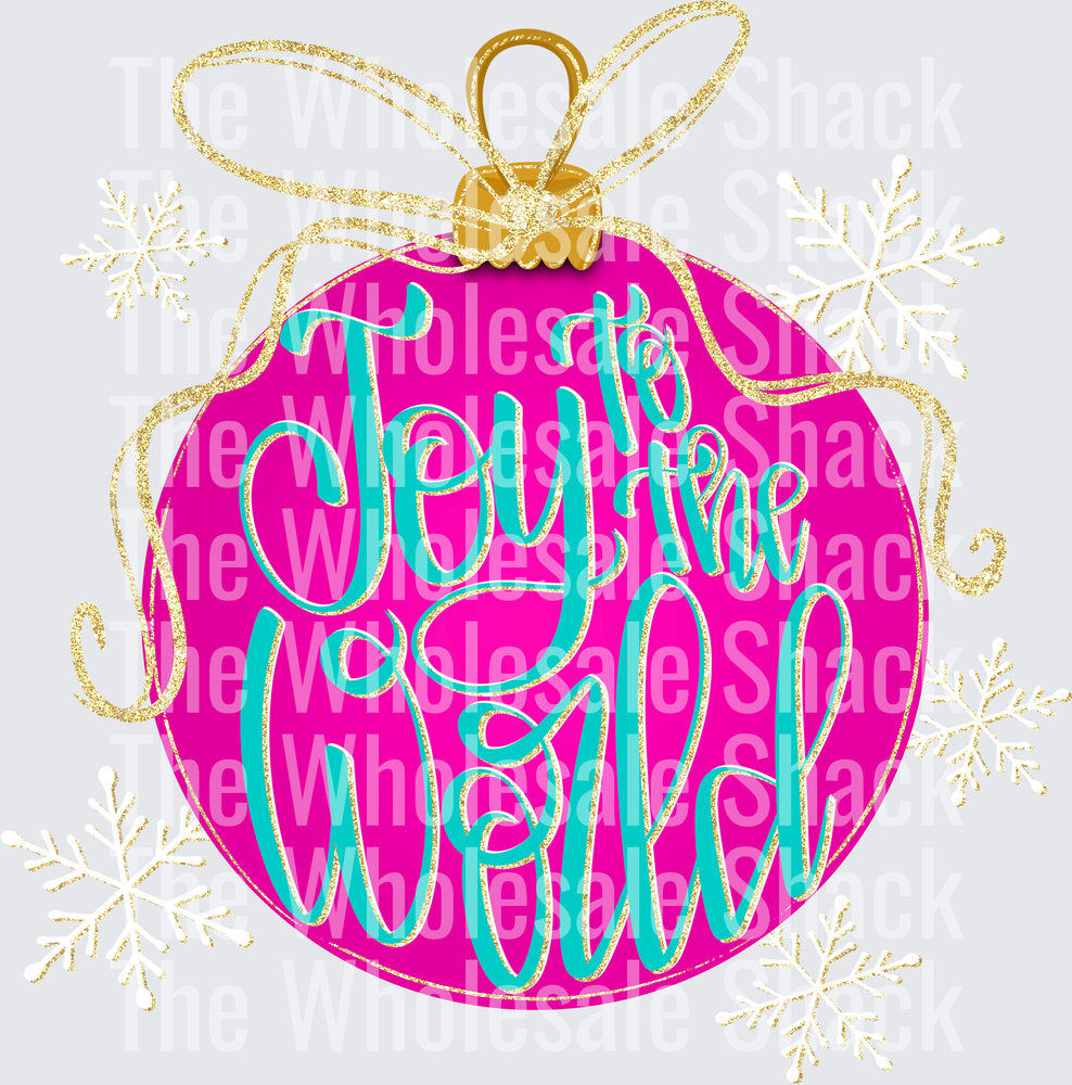 Joy to the world pink ornament DTF Transfers