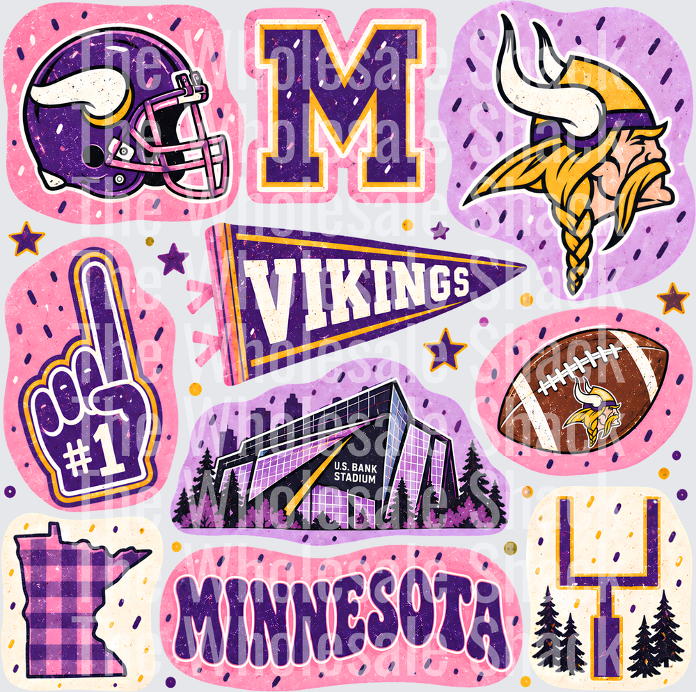 Colorful Vikings DTF Transfers