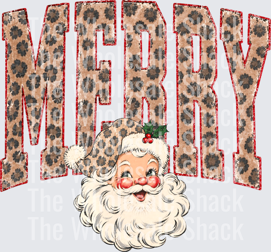 Leopard Merry Santa DTF Transfers