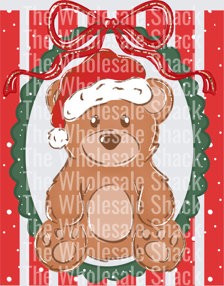 Bear frame red dot stripes DTF Transfers
