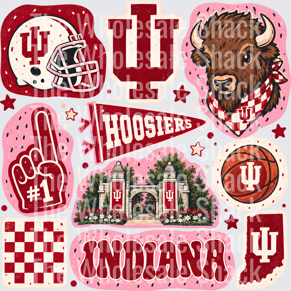 Colorful Hoosiers DTF Transfers