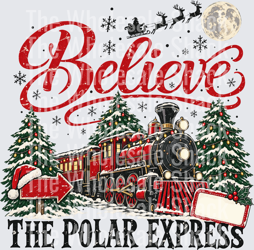 Believe The Express- Black DTF Transfers