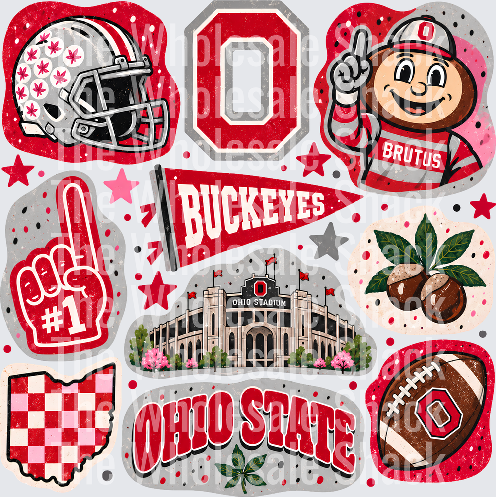 Colorful Buckeyes DTF Transfers