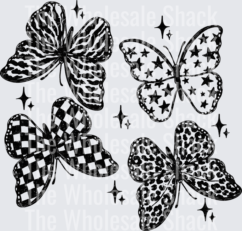 Butterflies black DTF Transfers