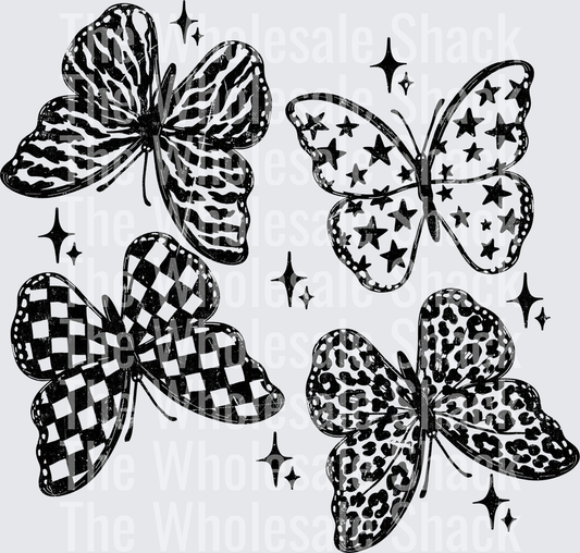 Butterflies black DTF Transfers