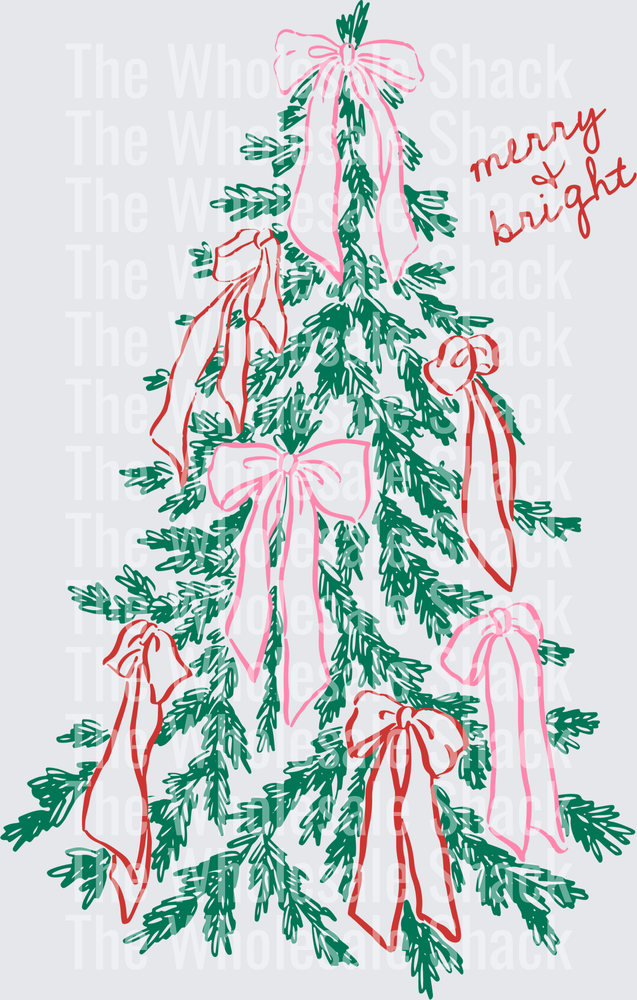 Merry Christmas Tree Coquette DTF Transfer