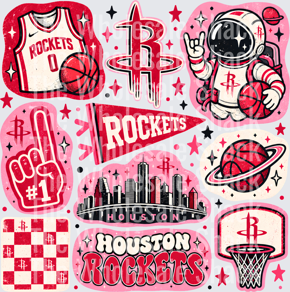 Colorful Rockets DTF Transfers
