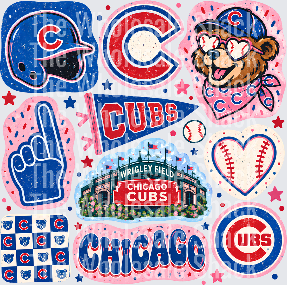 Colorful Cubs DTF Transfers