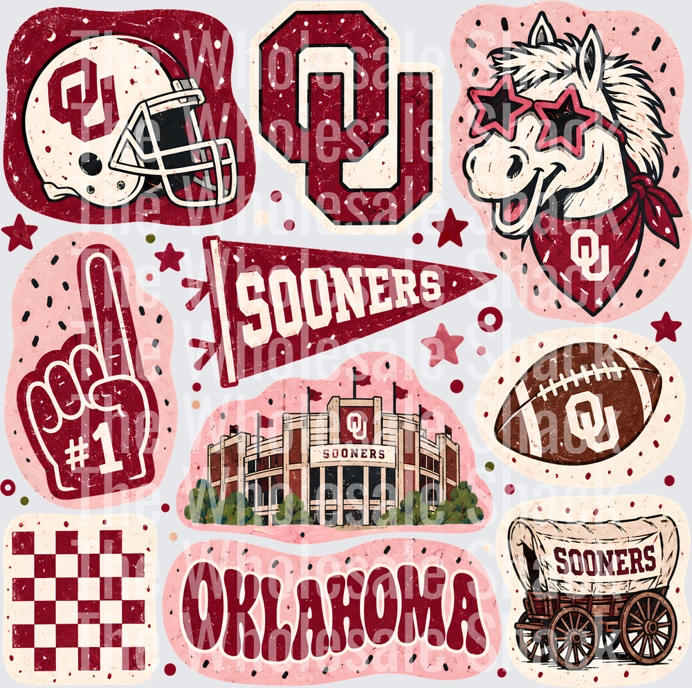 Colorful Sooners DTF Transfers