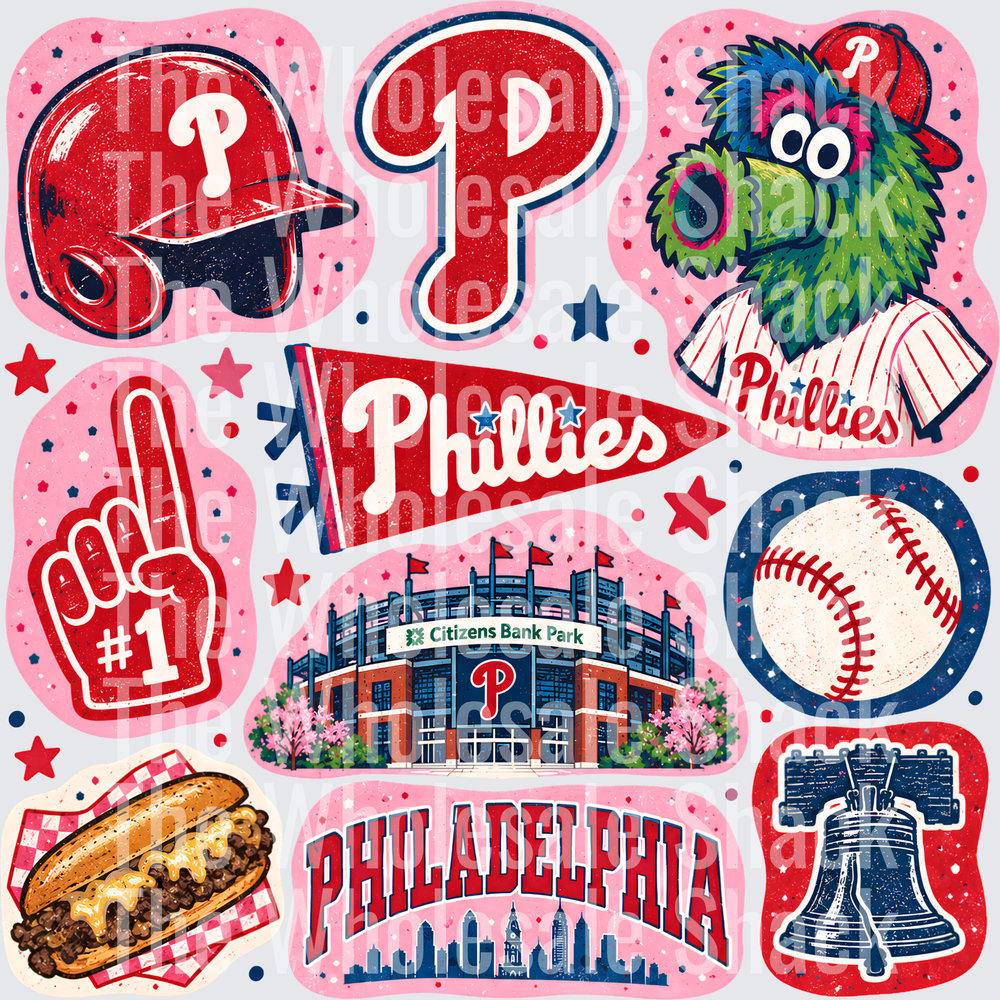 Colorful Phillies DTF Transfers