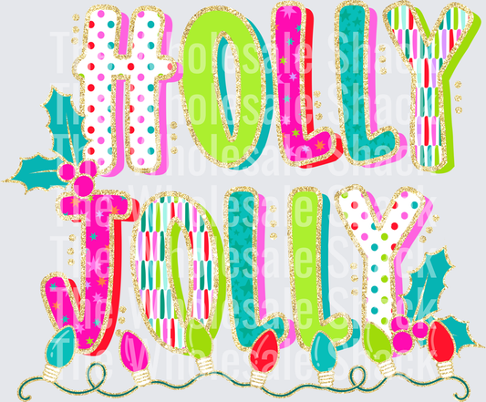 Holly jolly glitter DTF Transfers