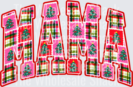 Mama Christmas Patchwork DTF Transfers