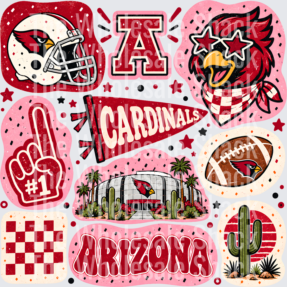 Colorful Cardinals DTF Transfers