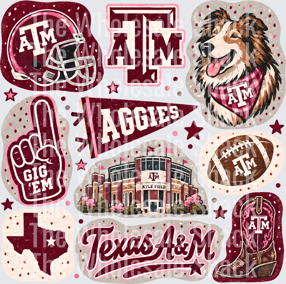 Colorful Aggies DTF Transfers