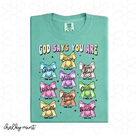 God Says You Are Coquette Bows DTF Transfer