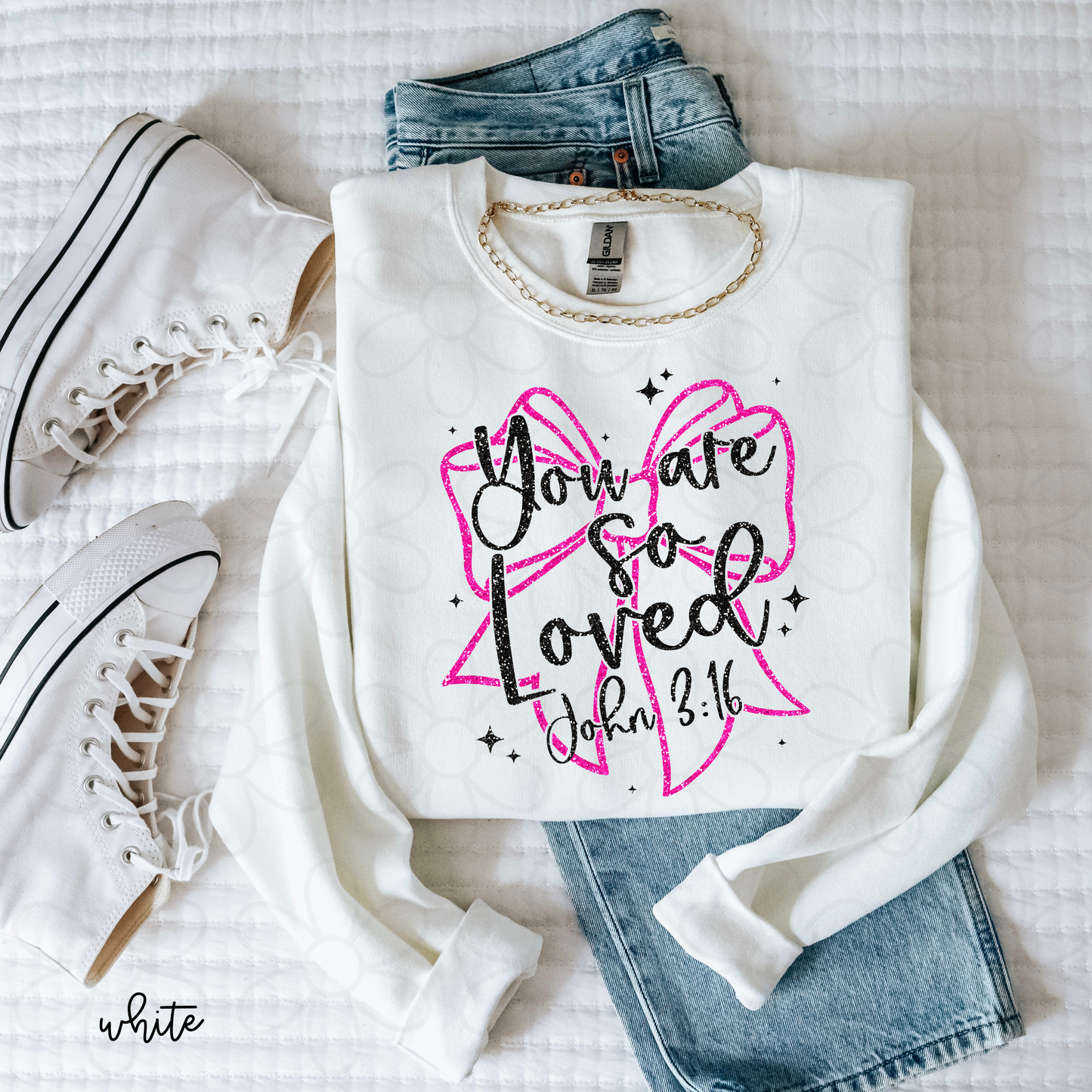 You Are So Loved Pink Bow Completed Tee