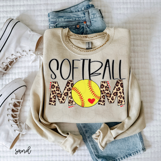 Leopard Softball Mom DTF Transfer