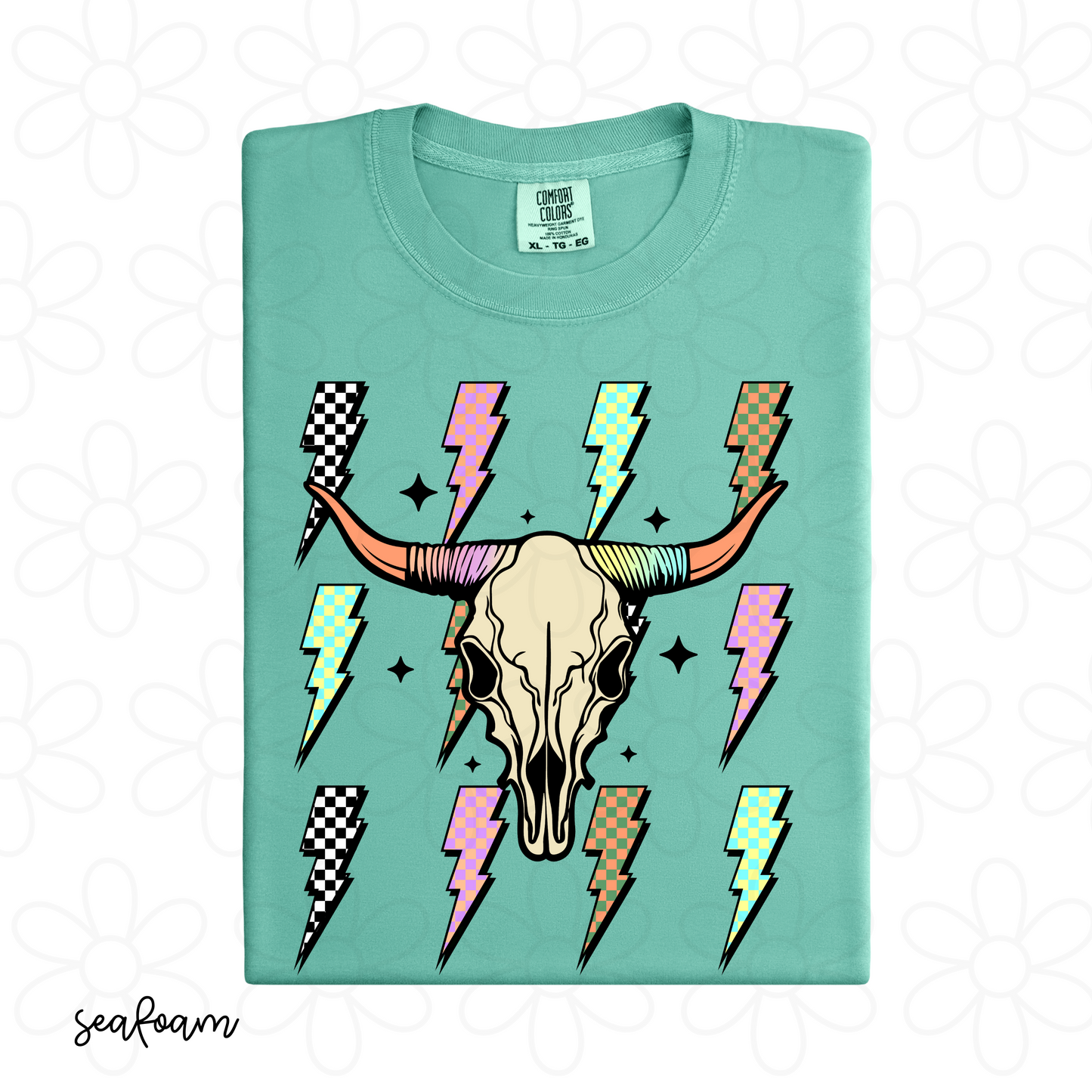 Skull Checkered Lightening Bolts Completed Tee