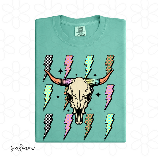 Skull Checkered Lightening Bolts DTF Transfer