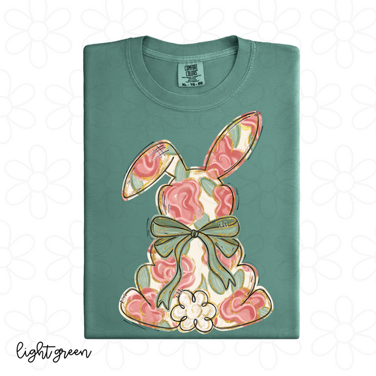 Painted Floral Bunny DTF Transfer