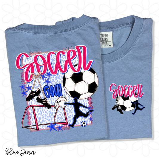 Leopard Gold Glitter Soccer DTF Transfer